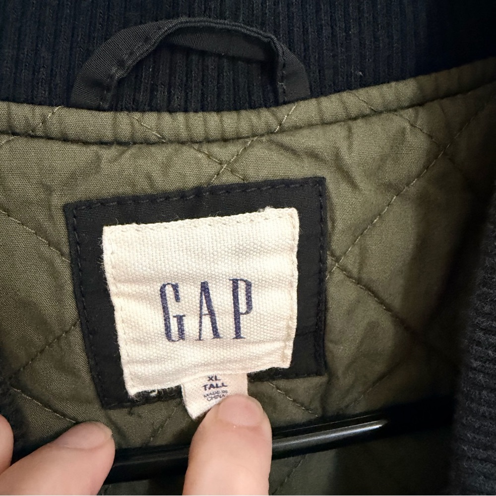 Y2K GAP Men's Black and Green Bomber Jacket Men’s Tall XL - Picture 5 of 9